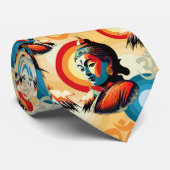 Cravate Bouddha Lord Retro Pop Art Portrait (Roulé)