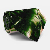 Cravate Bouffée de poison Vert foncé & Vagues Beige (Roulé)