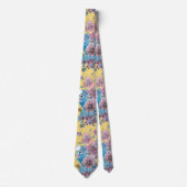 Cravate Bougie Bleue Budgie Budgies Rose Motif Floral Chau (Devant)