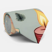 Cravate Bougies de Noël Berries et arbres (Roulé)