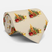 Cravate Bougies de Noël dorées (Roulé)