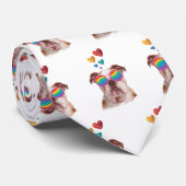 Cravate Bouledogue anglais avec coeurs Saint-Valentin (Roulé)