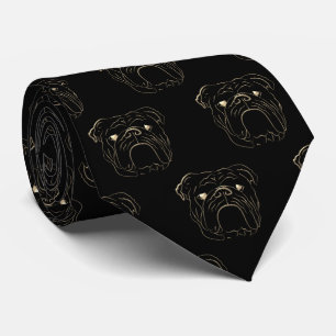 Cravate Bouledogue Anglais Noir et Or