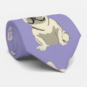 Cravate Bouledogue français crème, (Roulé)