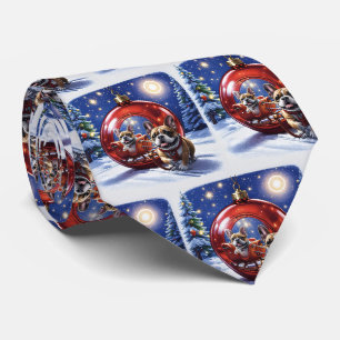 Cravate Bouledogue français Noël French Bullog