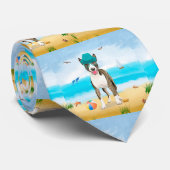 Cravate Bouledogue Terrier sur la Plage (Roulé)
