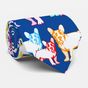 Cravate Bouledogues français colorés