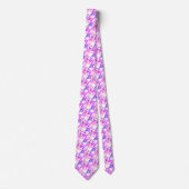 Cravate Bouledogues français rose violet blanc (Devant)