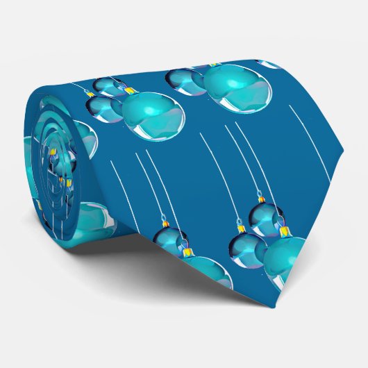 Cravate BOULES BLEUES de NOËL par SHARON SHARPE (Roulé)
