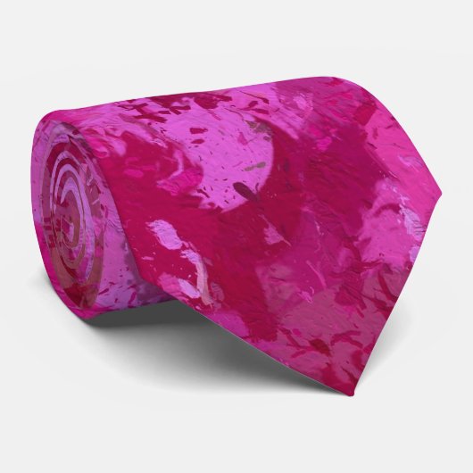Cravate Boules de peinture rose chaud (Roulé)