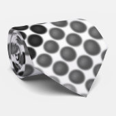 Cravate Boules ou trous gris à noir, carré croisé (Roulé)
