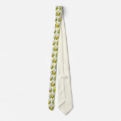 Cravate Bouquet de citrons avec motif de fleurs blanches (Dos)