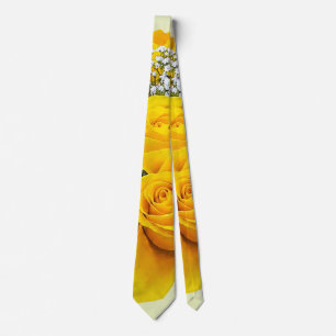 Cravate Bouquet de roses jaunes et baby's breath