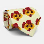 Cravate Bouquet de tournesols et de roses (Roulé)