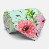 Cravate Bouquet fleuri aquarelle peinture à la main (Roulé)