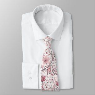 Cravate Bouquet floral rose avec accents de baies