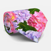 Cravate Bouquet Hydrangea rose violet (Roulé)