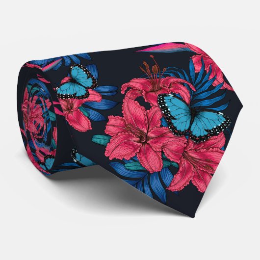 Cravate Bouquet tropical (Roulé)