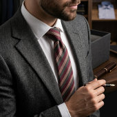 Cravate Bourgogne de luxe et régiment texturé Charbon