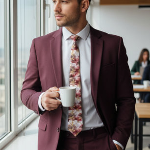 Cravate Bourgogne et or Parties scintillant floral Agate C