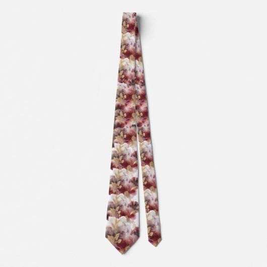 Cravate Bourgogne et or Parties scintillant floral Agate C (Devant)