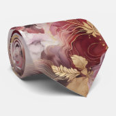 Cravate Bourgogne et or Parties scintillant floral Agate C (Roulé)