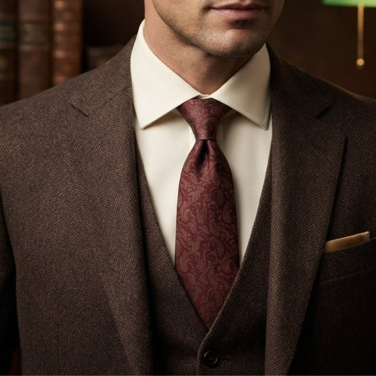 Cravate Bourgogne or paisley jacquard