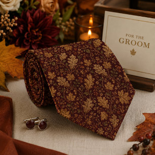 Cravate Bourgogne Or Vintage Damassé Luxe Baroque