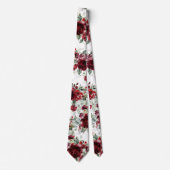 Cravate Bourgogne Peony Argent Sage Vert Mariage blanc (Devant)