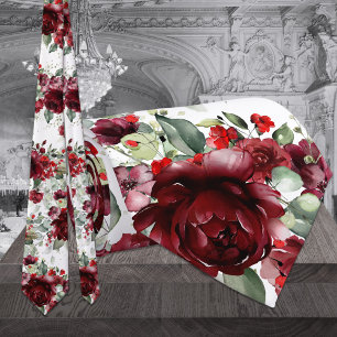 Cravate Bourgogne Peony Argent Sage Vert Mariage blanc