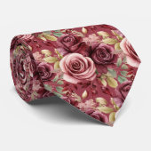 Cravate Bourgogne Roses rouges profondes Blush Mauve Crava (Roulé)