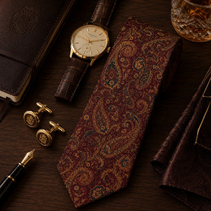 Cravate Bourgogne Royal Paisley Luxe Ancien