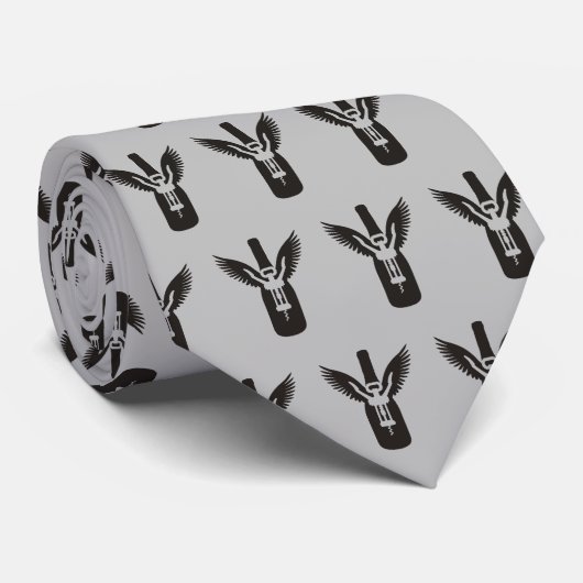 Cravate Bouteille à vin avec ailes et vis à vis (Roulé)