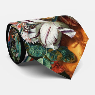 Cravate BOUTEILLE, FLEURS BLANCHES ET Floral FEUILLE VERT