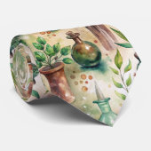 Cravate Bouteilles d'Herboriste Rustique Vert Brun (Roulé)