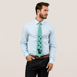 Cravate Bow Chat Turquoise