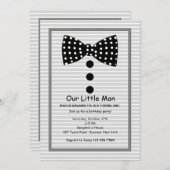 Cravate Bow Identité Gris Invitation (Devant / Derrière)