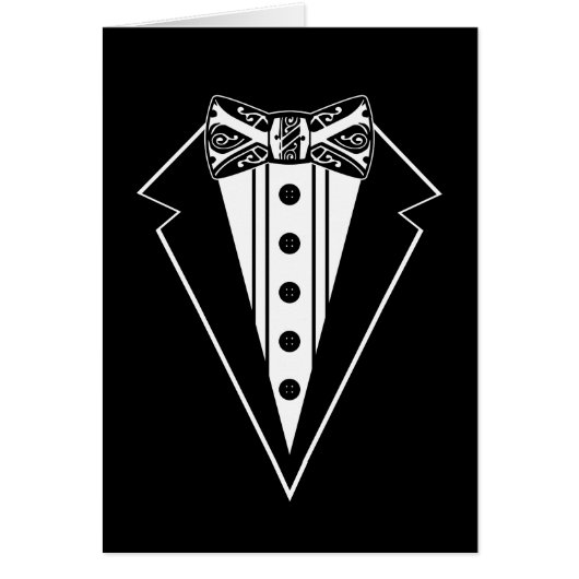 Cravate Bow noir et blanc avec Tux (Devant)