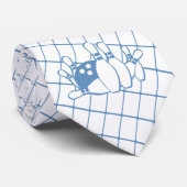 Cravate Bowling Pins Bowling Ball Blue Check Necktie (Roulé)
