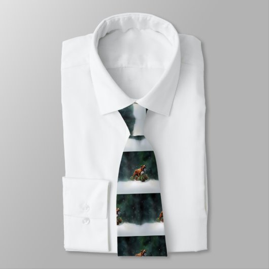 Cravate Boxe neige de Noël hiver (Attaché)