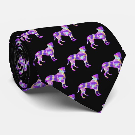 Cravate Boxer Chien Silhouette Violet Couleurs Noir Cou (Roulé)