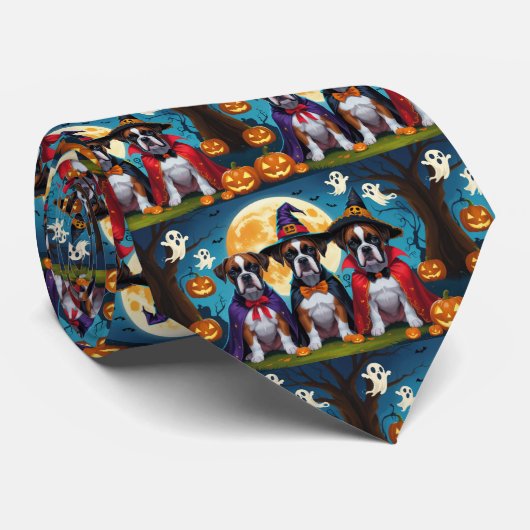 Cravate Boxer Chiens Citrouille Halloween Funny (Roulé)