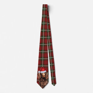 Cravate Boykin Spaniel Chien Deep Red Plaid Noël