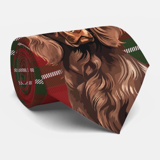 Cravate Boykin Spaniel Chien Deep Red Plaid Noël (Roulé)