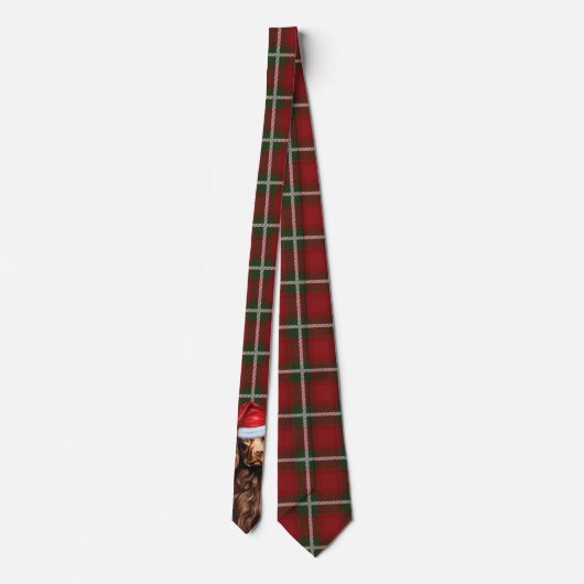 Cravate Boykin Spaniel Chien Deep Red Plaid Noël (Dos)