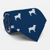 Cravate Boykin Spaniel Silhouettes Pattern Blue and Grey (Roulé)