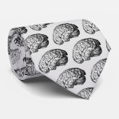 Cravate Brains Vintage Illustration Print Gray Necktie (Roulé)