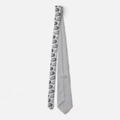 Cravate Brains Vintage Illustration Print Gray Necktie (Dos)