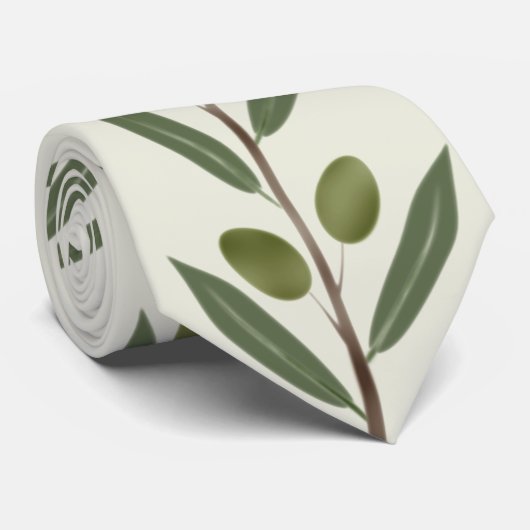 Cravate Branche d'olive aquarelle (Roulé)