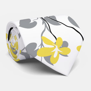 Cravate Branche gris ultime, éclairant les fleurs jaunes